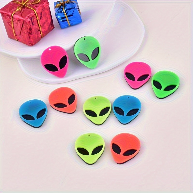TEMU 10pcs Multicolor Acrylic Charms - Vibrant Pink, Green, Blue, Orange, Yellow Pendants, Suitable For Earrings And Necklace Accessories
