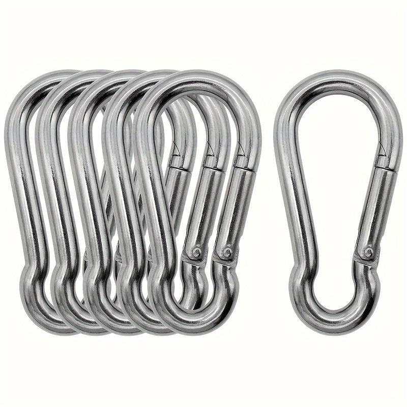 

6pcs Heavy-duty M6 Steel Snap Hooks, Spring Snap Hook For Camping, Hiking, And Backpacking