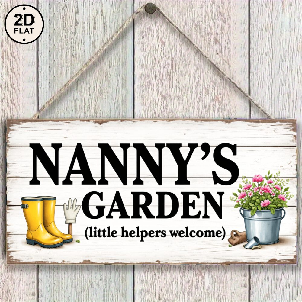 TEMU 2d , Garden "" Welcome Sign - Wooden Hanging Decor With Boots, Gloves, And Watering Can, Suitable For Garden Identification, Playground, And
