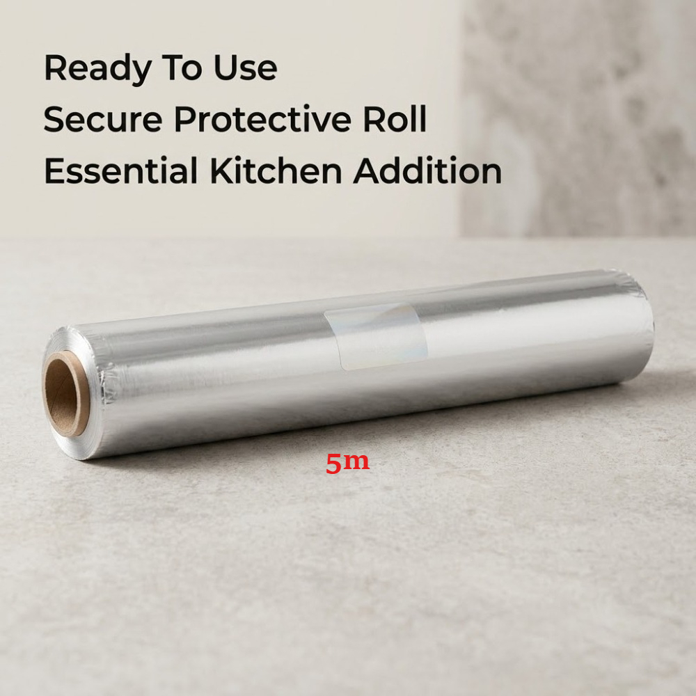 TEMU Rouleau de papier d'aluminium 5 m polyvalent de qualité alimentaire pour cuisine, film d'emballage en aluminium durable et à la chaleur pour
