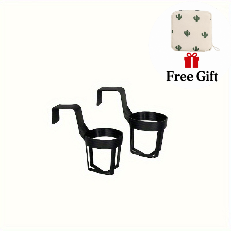 TEMU 3pcs (2pcs Hanging Cup Holders And 1pc Storage Bag), Universal Car Interior Cup Holder, Handheld Bottle Holder, Bathroom Additions