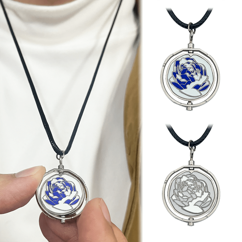 

[1pc Rotating Enamel Pendant Necklace] 1pc Enamel Style Rotating Pendant Necklace, Unisex, Alloy Material, & Blue, , 360° , Role-play Accessory, Cute Alloy Chain