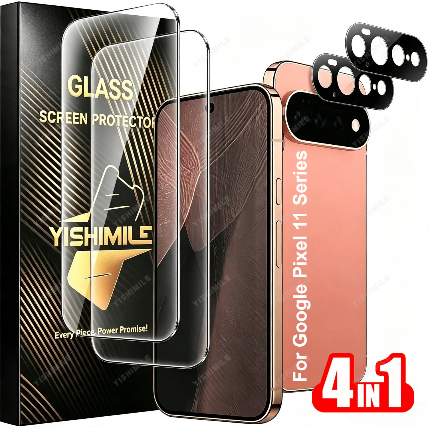 TEMU 2pcs Screen Protector With 2pcs Lens Protector, 9h+ Shatterproof Tempered Glass, , Fingerprint Unlock Compatible, High , Suitable For Google