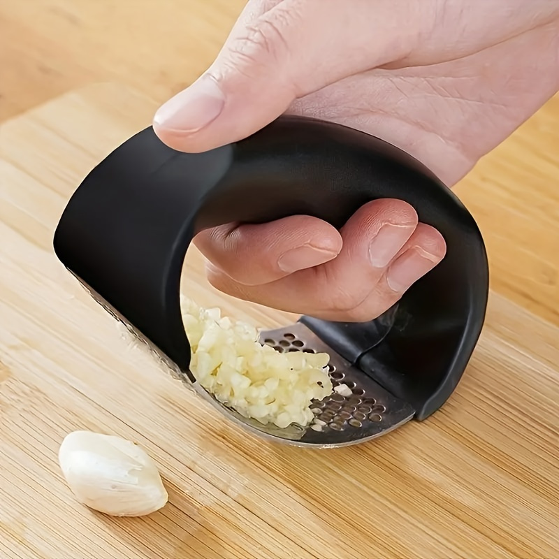 TEMU 1pc Garlic Press, Stainless Steel Garlic Mincer Rocker, Garlic Crusher With Non-slip Handle, Easy Clean Kitchen Gadget For Ginger Garlic