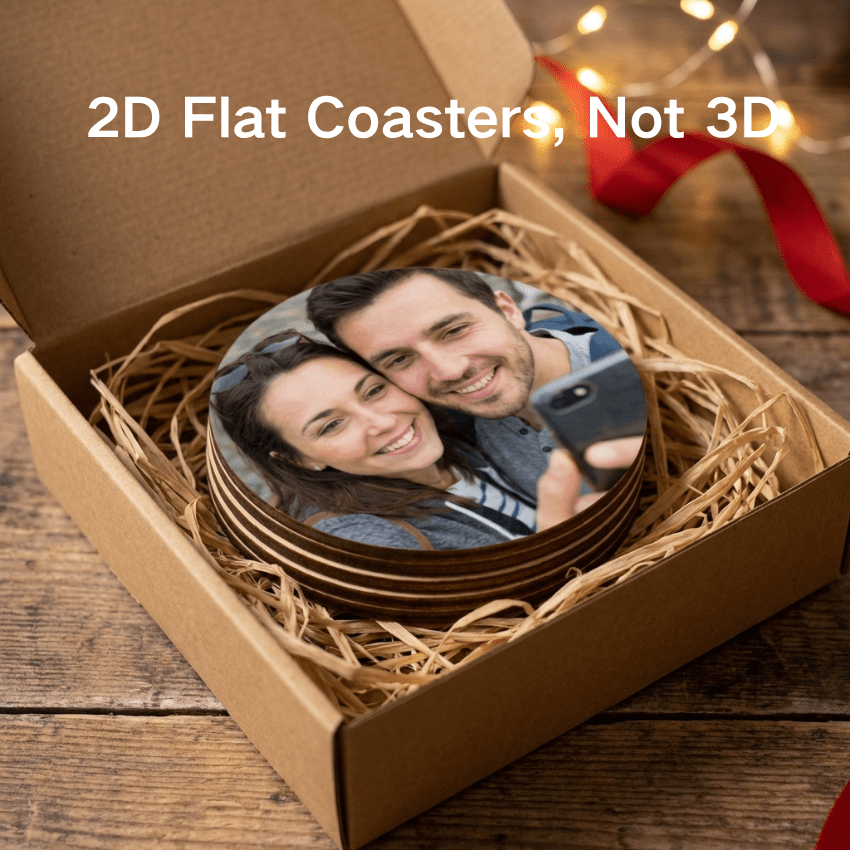 TEMU 4pcs Set Personalized Photo Coasters With Laser-cut Dark Edges & Suitable For Drinks, Wood Table Protectors - Picture Drink Coaster Holders For,