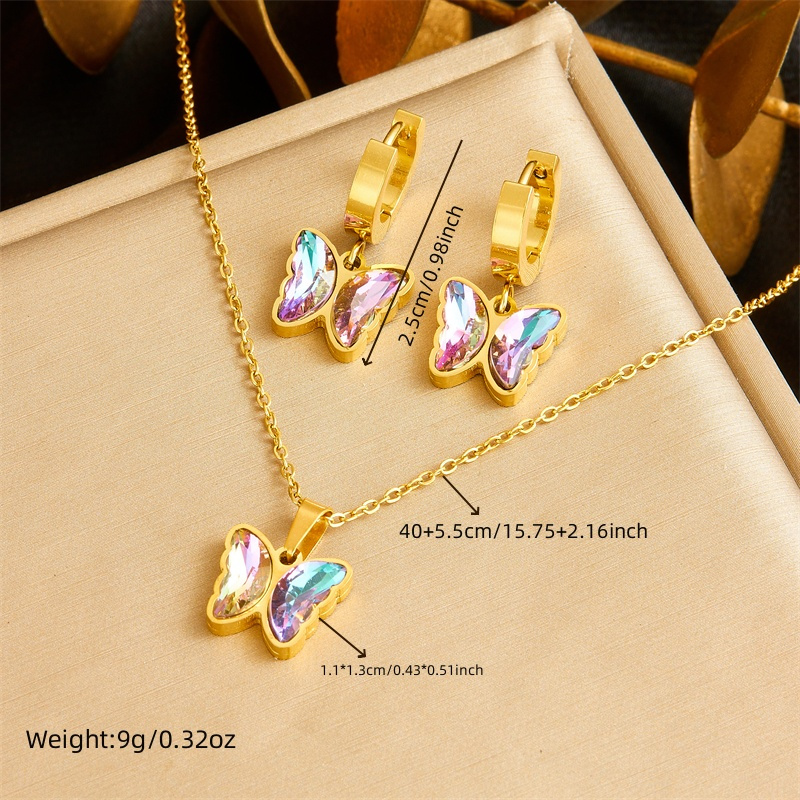 2pcs Colorful Pendant Women's Jewelry Set
