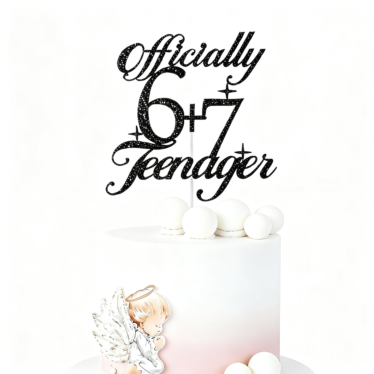 TEMU 1pc Black Or 6 Plus 7 Teenager Cake Topper, Funny 13th Birthday Cake Decor For Kids, Cake Topper For A Teen Celebration, Party Supplies For