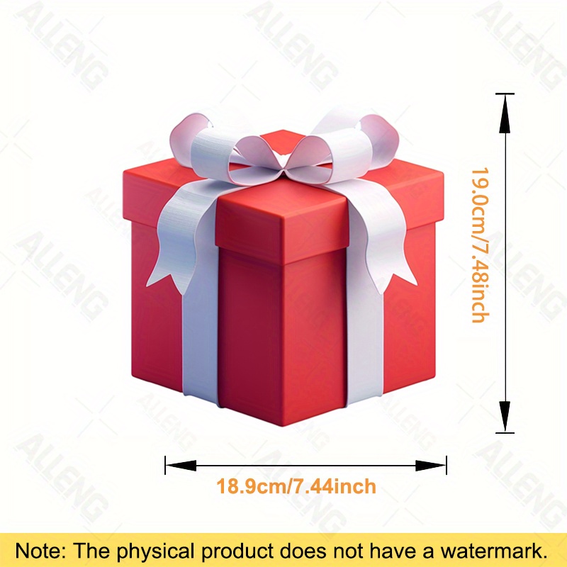 TEMU Large 7.5 Inch Gift Box Vinyl Sticker - Car Stickers Decorative Decal - Waterproof Self Adhesive Bathroom Toilet Tank Door Wall Sticker -