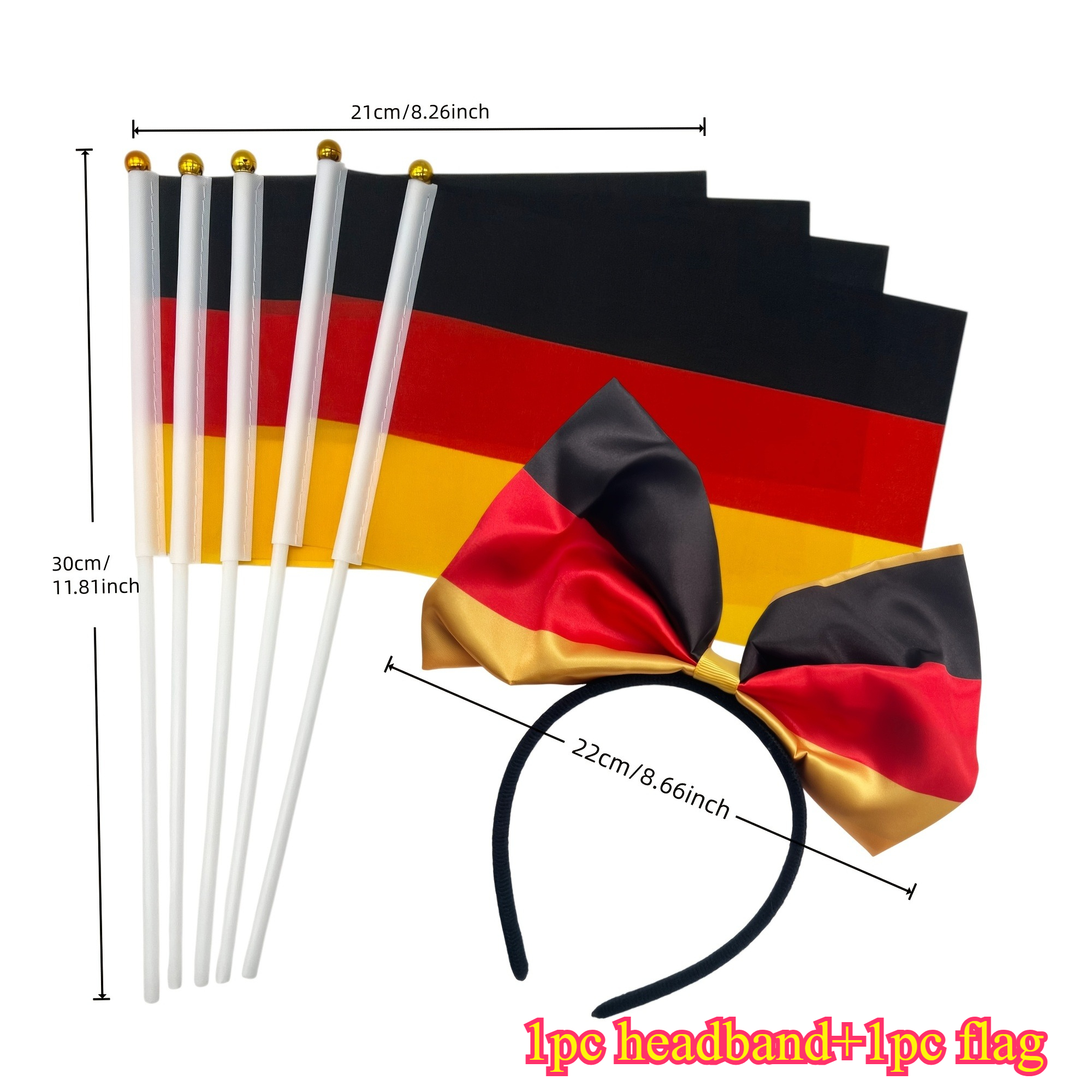 1 Set German Headband Bow Hairband And Hand-held Banner, Fan Cheer Football Match Party Cheer Props Competition Viewing Party Supplies
