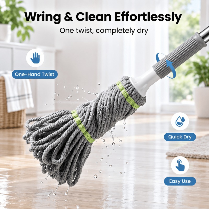 3pcs Set [Hand-Free Rotating Microfiber Mop X1 And Hook X2] with... product image 10