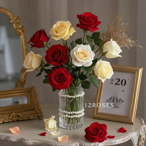 6 rosas artificiales de largo realistas - rosas de plástico multicolores, perfectas para , día de la , decoración y de mesa festivos - un regalo elegante para salas de estar, fiestas en , día de san valentín