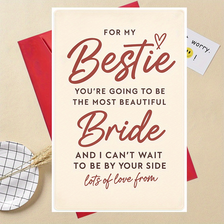 TEMU A Single Card For Your For Best Friend, Perfect For A Wedding Day Gift, Celebrating Your Friendship And Congratulating The Bride-to- Her Bridal
