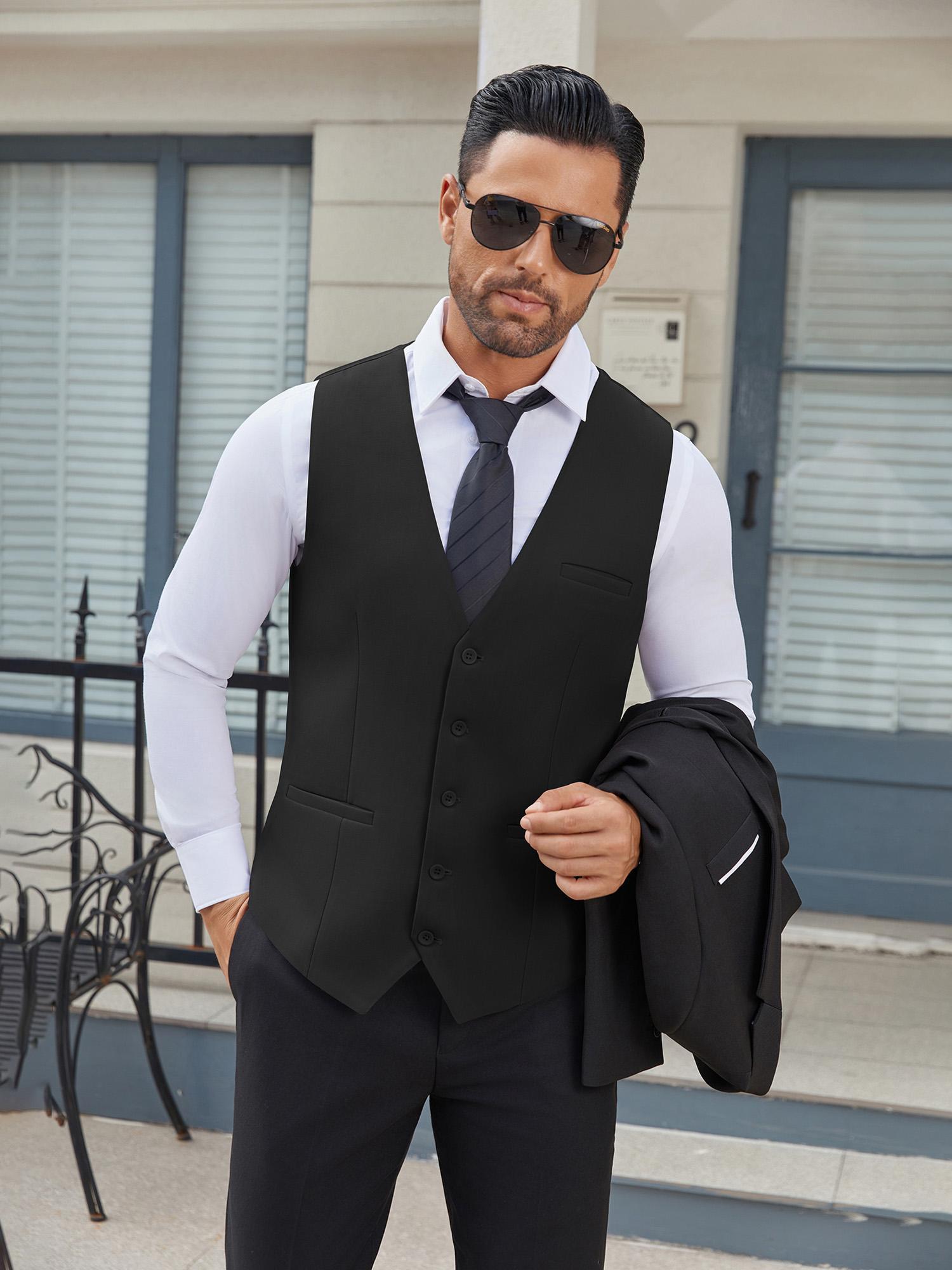 men's vest suit waistcoat and long trousers formal work attire
