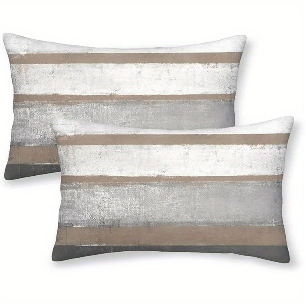 TEMU 2 piezas de almohada lumbar con estampado 2D - Abstracto Pintura al óleo a rayas, de cojín de respaldo para cama de dormitorio de sofá de lujo
