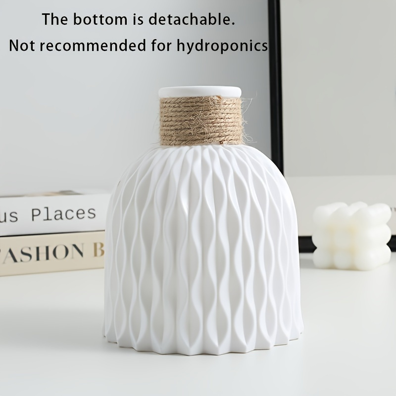 TEMU Vase en plastique moderne géométrique à , vase à fleurs décoratif léger et durable, artisanat élégant avec design texturé, accent de décoration