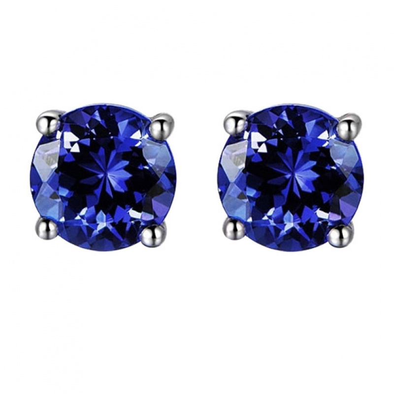 TEMU Tanzanite Earrings With 925 Silver Accents - A Touch Of European And American For Banquets, Vacations, And Everyday Use