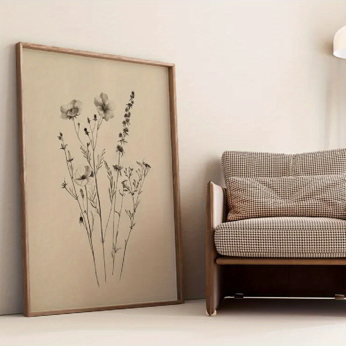 TEMU 1pc, Wall Art, Fashion Poster, Minimalist Botanical Line Art Print, Vintage Floral Painting, Bathroom Decor, Bathroom Aesthetic Design, Gift For