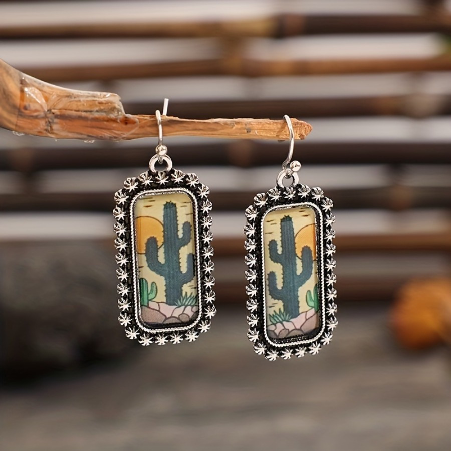 

2pcs Fashion Vintage Earrings Bohemian Earrings Cactus Earrings Men's Women's Earrings Christmas Gifts For Relatives And Gifts For Women's Gifts Anniversary Gifts Jewelry Gifts