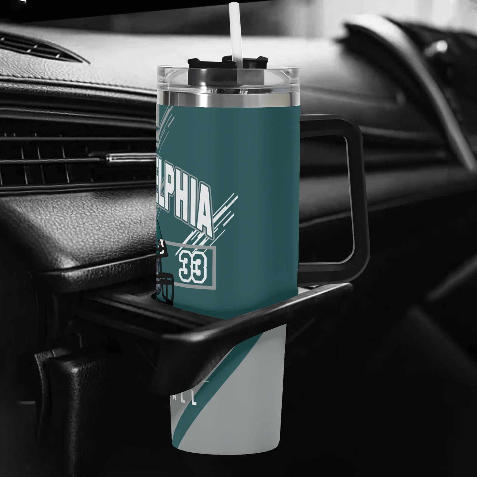 custom 1pc philadelphia football 40oz vacuum cup personalized name with lid straw suitable for cold drinks       travel valentines day easter ramadan mothers day and fathers day gifts for sports fans 4