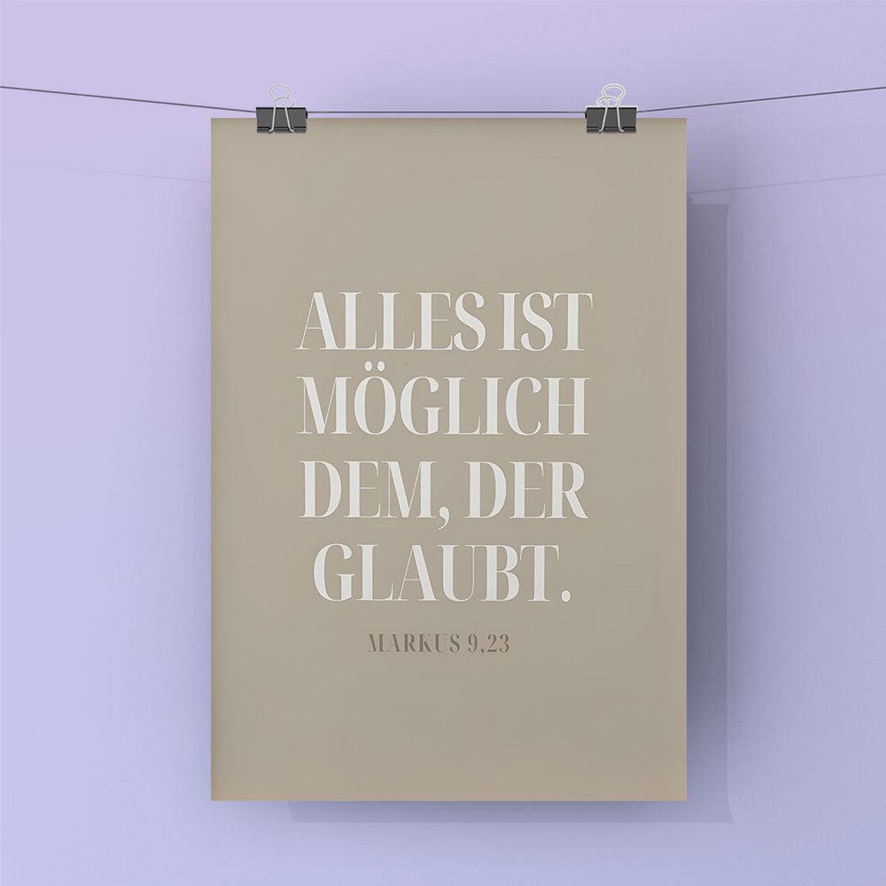 TEMU 1 Stück "Alles ist möglich für den, der glaubt" Christliches rahmenloses Leinwanddruck-Poster - Moderne minimalistische Wandkunst geeignet für