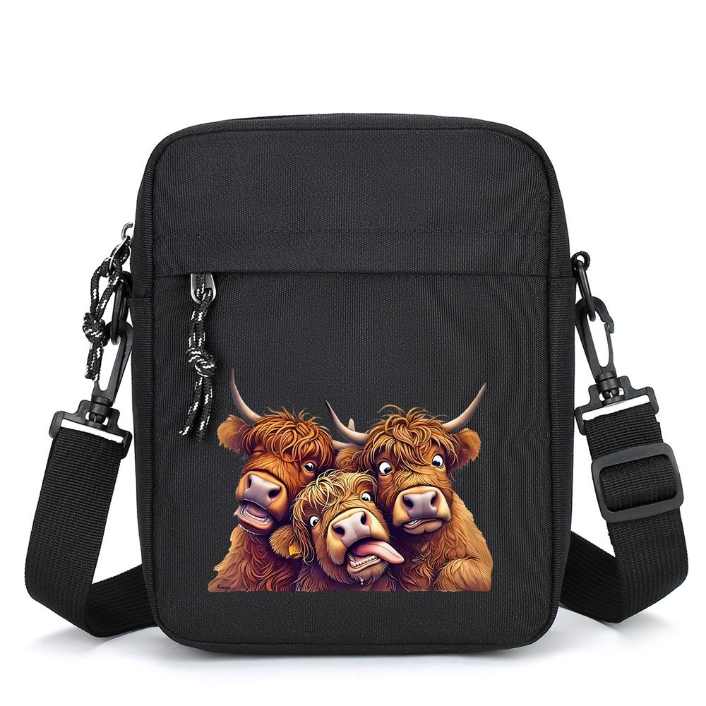 TEMU 1pc Print Crossbody Bag With Bull Design - Large Capacity Phone Pocket, Adjustable Strap For Campus, Commuting, Daily Use - Durable Casual Purse