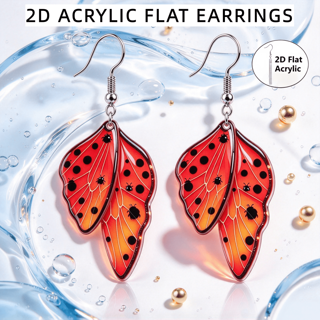 Women's Butterfly Wing & Ladybug Dangle Earrings
