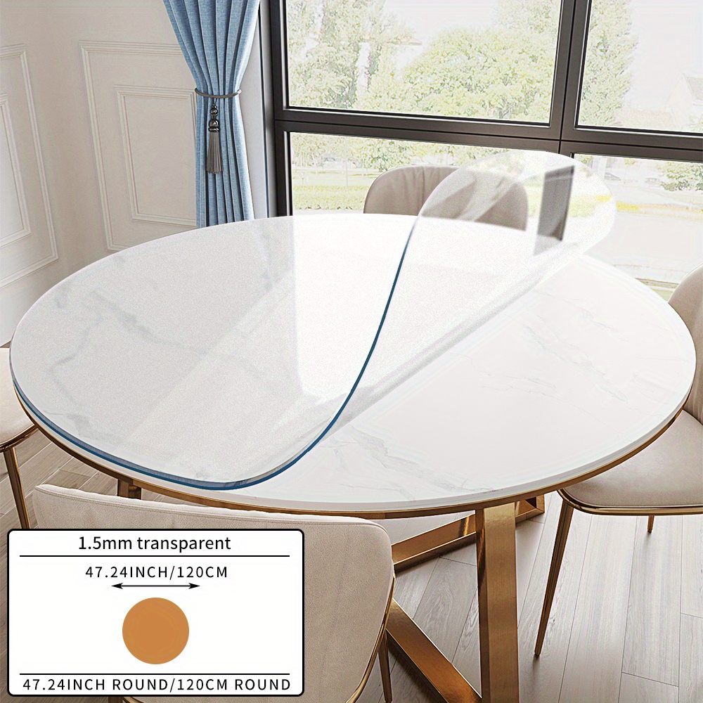 TEMU - Pvc Round Tablecloth - Oil & Waterproof, - Dining Mat For Kitchen And Restaurant Use