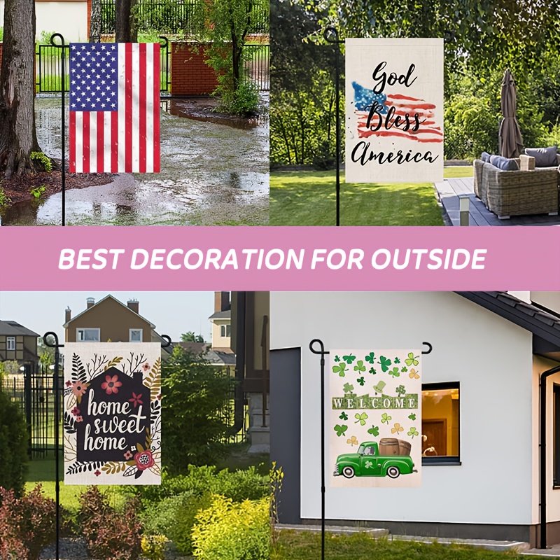 God Bless America Floral Garden Flag 12.5x18 Inch Double Sided For