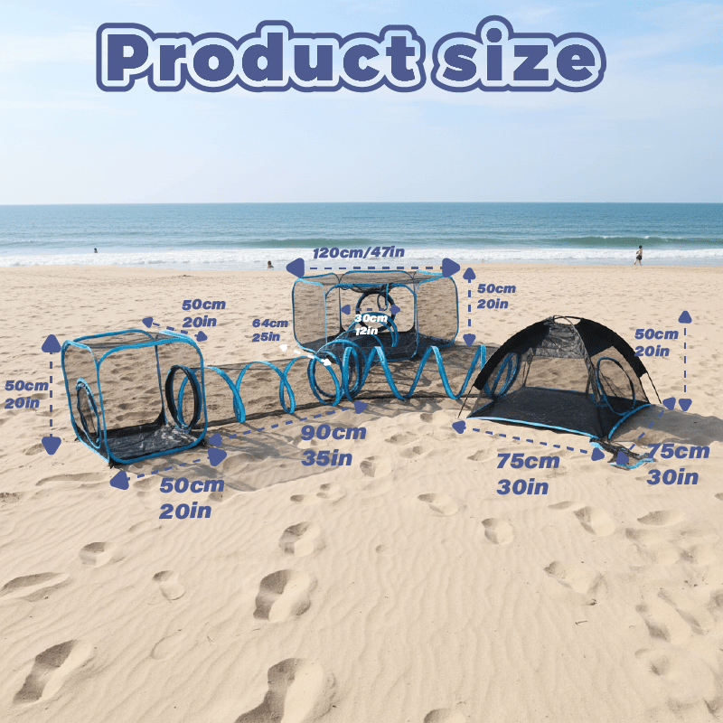 TEMU Portable Mesh Tents For Indoor Cats, Featuring Outdoor Enclosures, Tunnels, And Playhouses, Complete With A Free Carrying Bag And Metal Rods