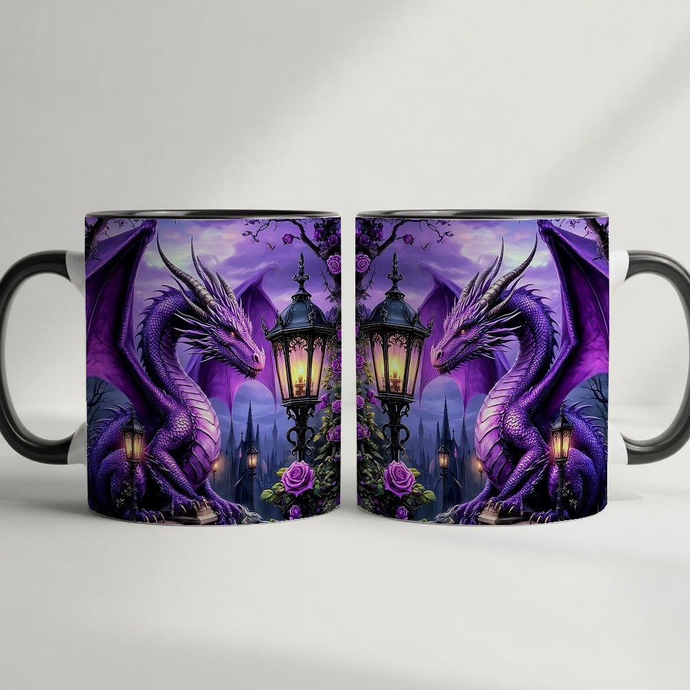 TEMU 1 Dragon Coffee Cup, Gothic Style Coffee Cup, Dragon Lantern Rose Pattern Drinking Utensils, Ideal Gift For Dragon Lovers And , Suitable For