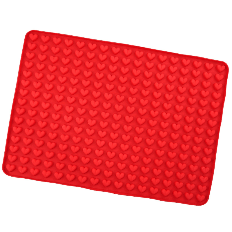 Image of 255-grids Love Heart Bbq Mat Multi-functional Baking Mat Silicone Cake Decoration Baking Tools Chocolate Cookie Candy Mold