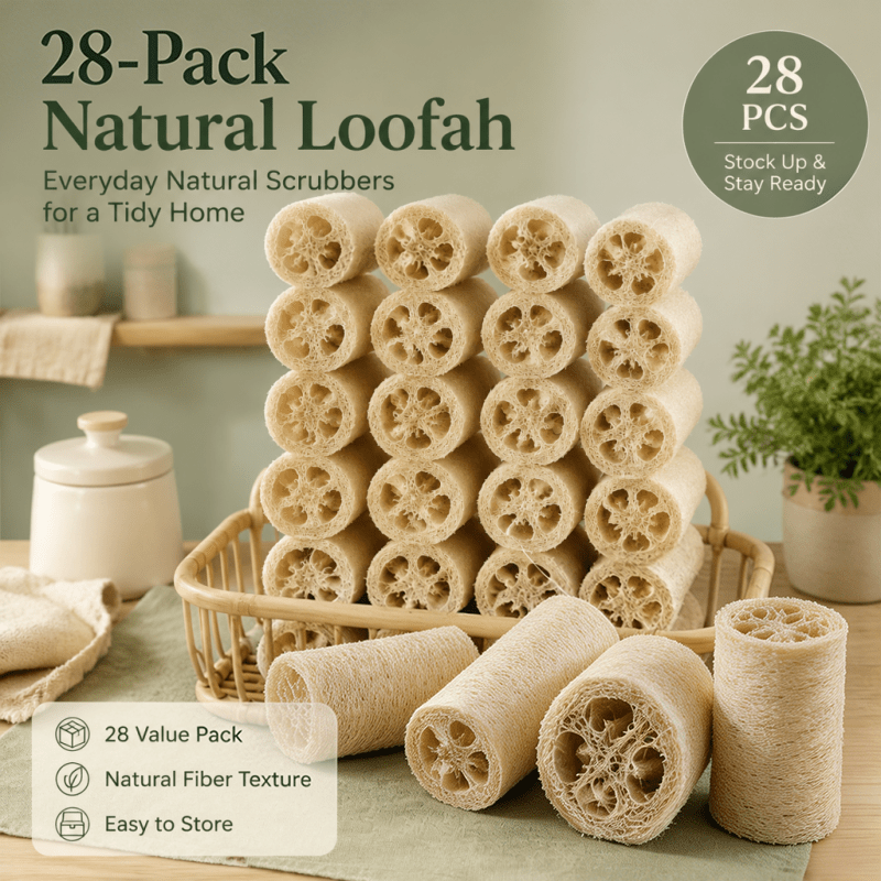 TEMU Lingettes Éponges Naturelles en Luffa, Chiffons de Vaisselle en Luffa Végétale en Fibre de , Tampons de Nettoyage Non Toxiques, Brosses de