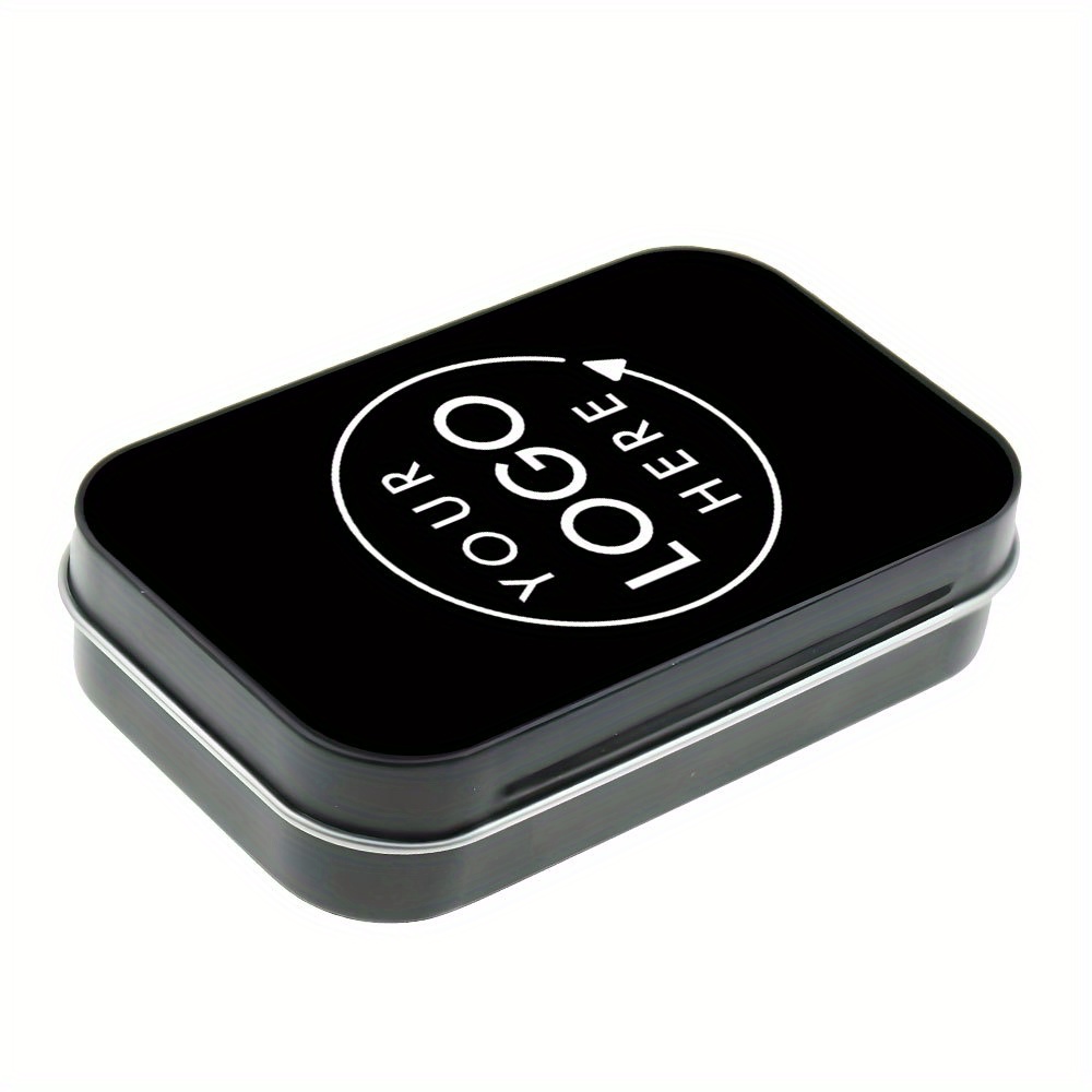 TEMU 15 Personalized Custom Logo-patterned Metal Tin Boxes, Featuring Rectangular Tinplate Storage Containers With Snap-button Closures And Hinged