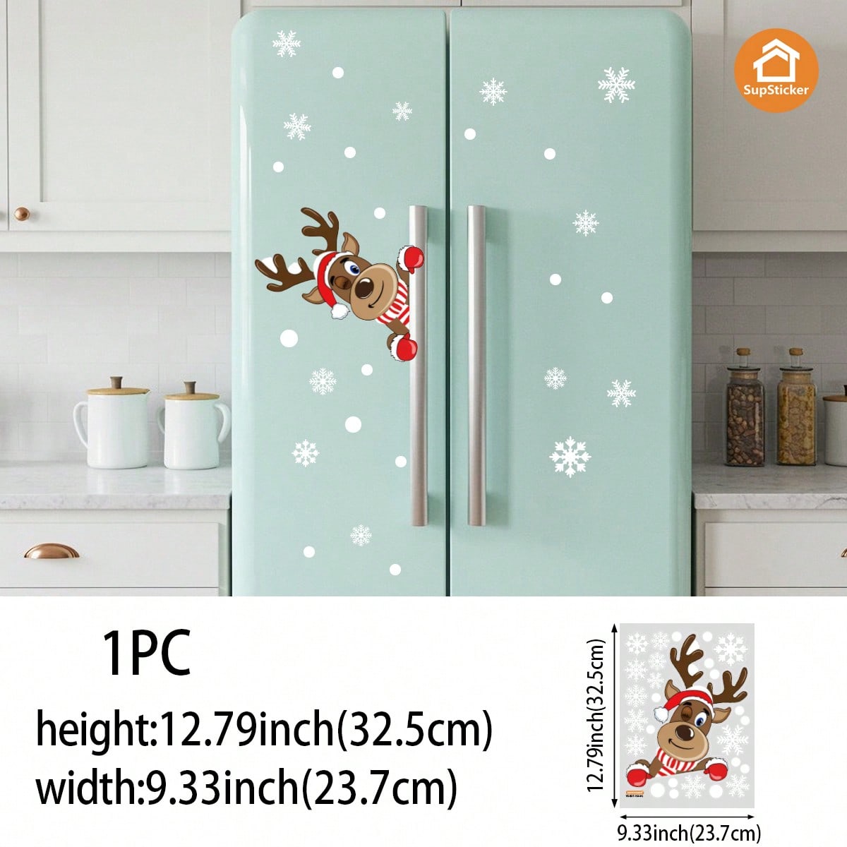 TEMU 1/2pcs Christmas Element Static Stickers, Cute Reindeer And Santa Claus-snowflake Home Decor Stickers, Adhesive-free Double-sided Printed Pvc
