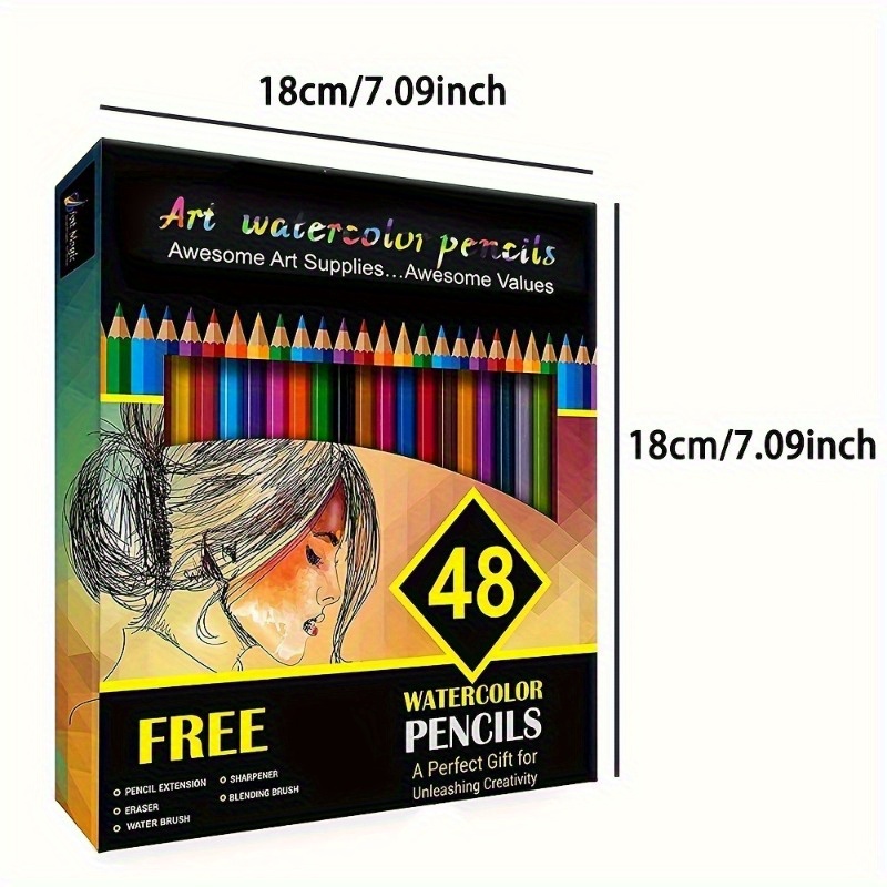 

Premium Watercolor Pencil Set 48 - Pre-, Medium Nib For Adults And Teens - Ideal For Coloring, Blending And Layering