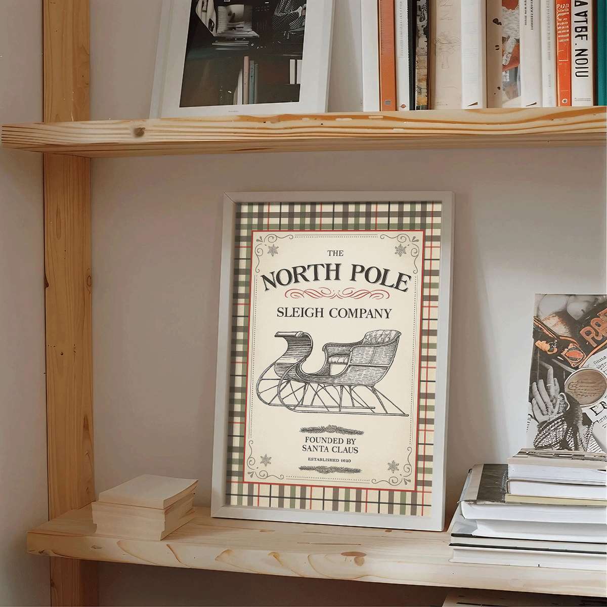 TEMU 2d Flat, 1pc 2d Flat Prints North Pole Sleigh Company Art Posters Vintage Style Wall Decoration Unframed Canvas Printing Home Decoration Hanging