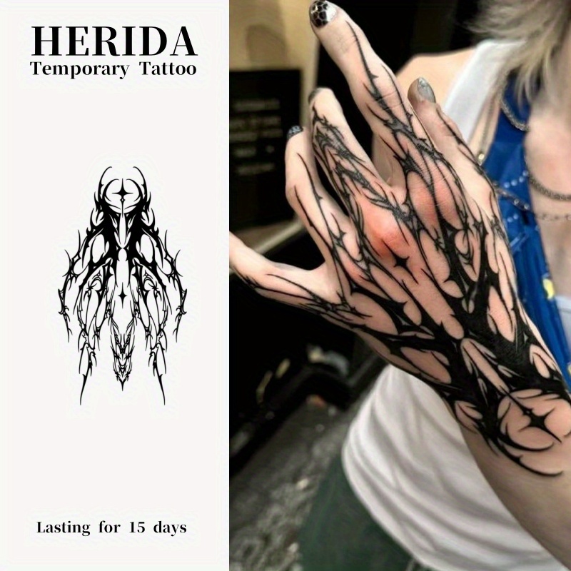 "Blackletter Temporary Tattoos for A Gothic Vibe"Waterproof Temporary Tattoo Sticker Long-Lasting for 15 Days, Use Hand Leg Neck Tattoos Suitable for Halloween