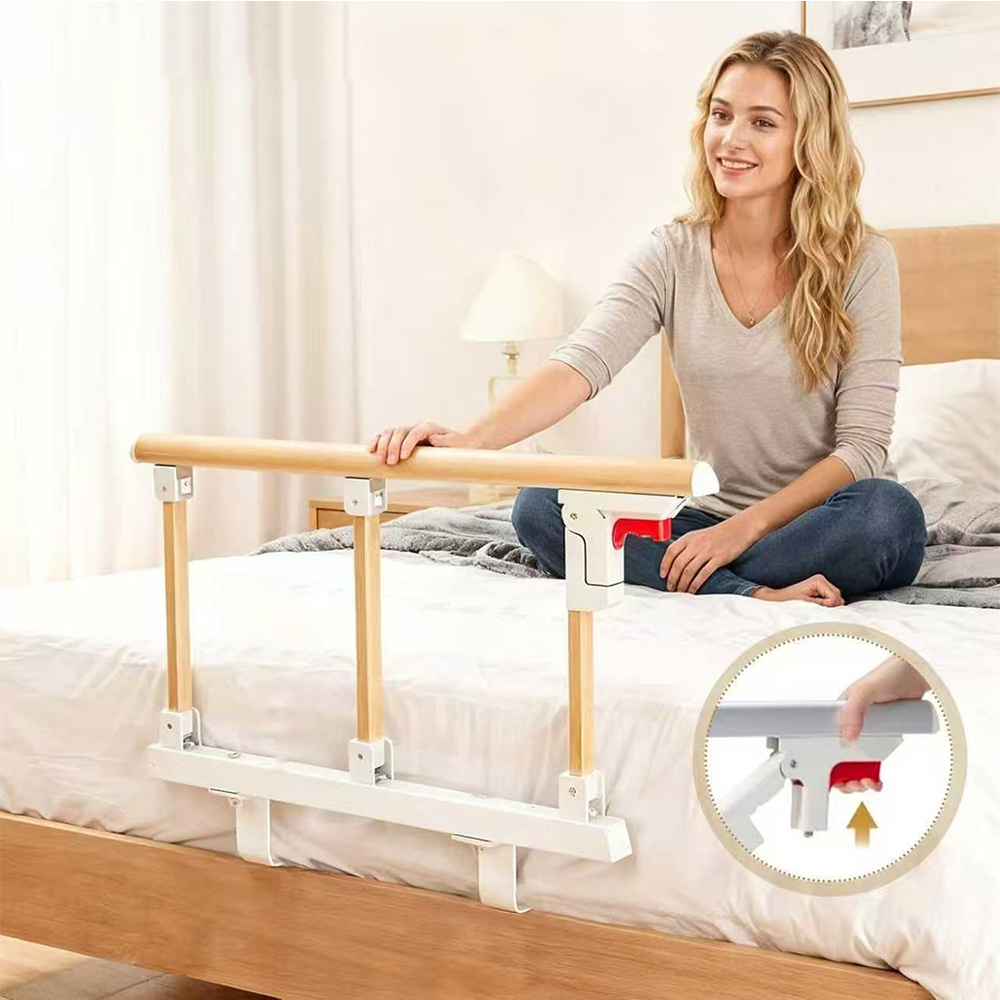 Image of Handrail For Elderly Adults, 400 Lbs Load Capacity Senior Bed Rail, 27' Long Anti-slip Rail With L-shaped Bracket For Queen Full King Bed Frames