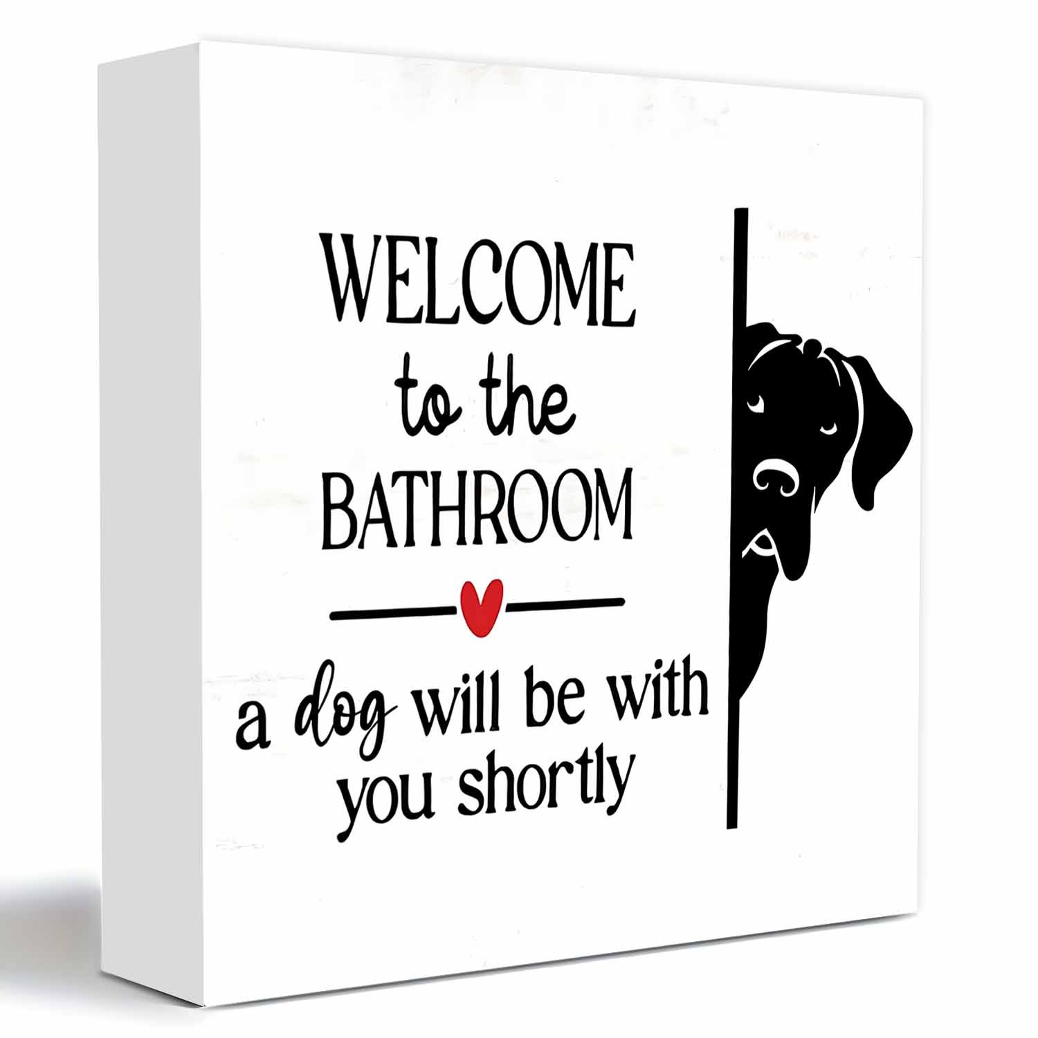TEMU 1pc Funny "a Dog " Wooden Dog Sign - Welcome To The Bathroom Plaque With Cute Decor, Farmhouse Style Gift For Restroom, Home Or Office Decoration