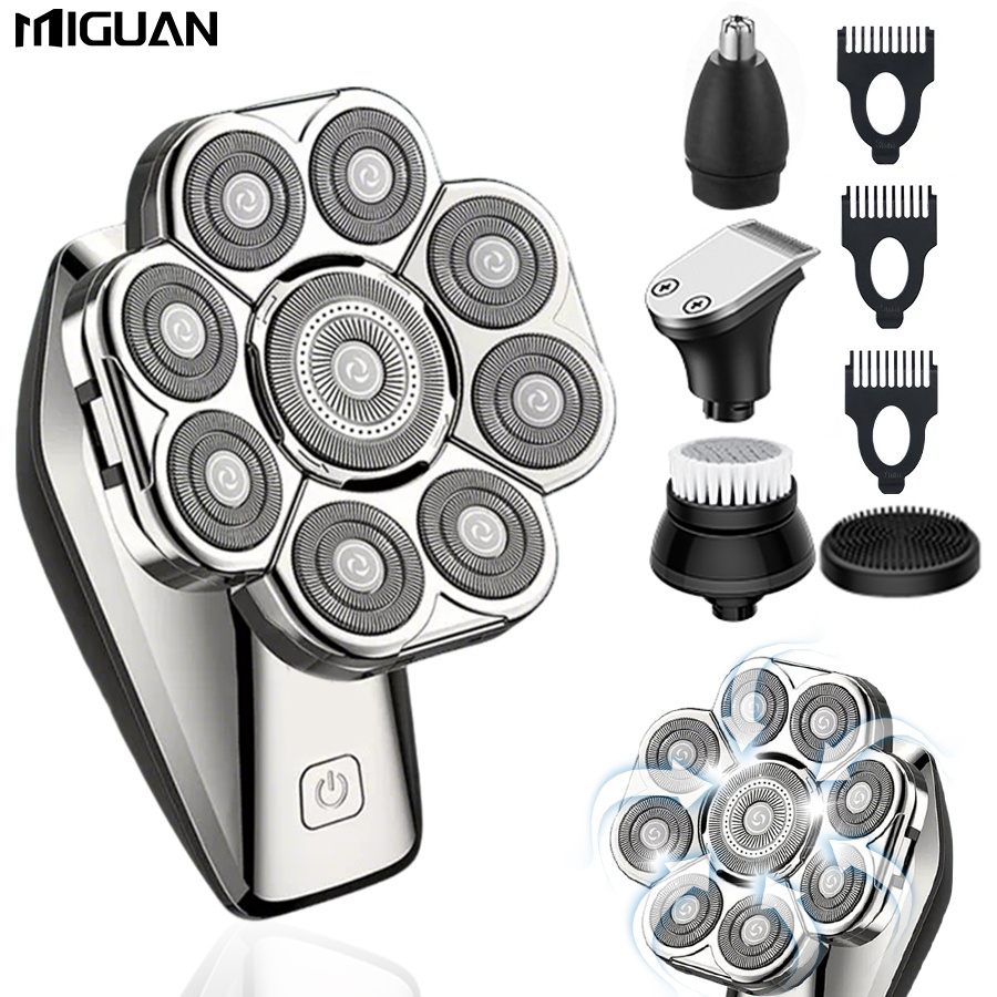 Multi-Functional Electric Shaver with 9 Heads for Bald Shaving