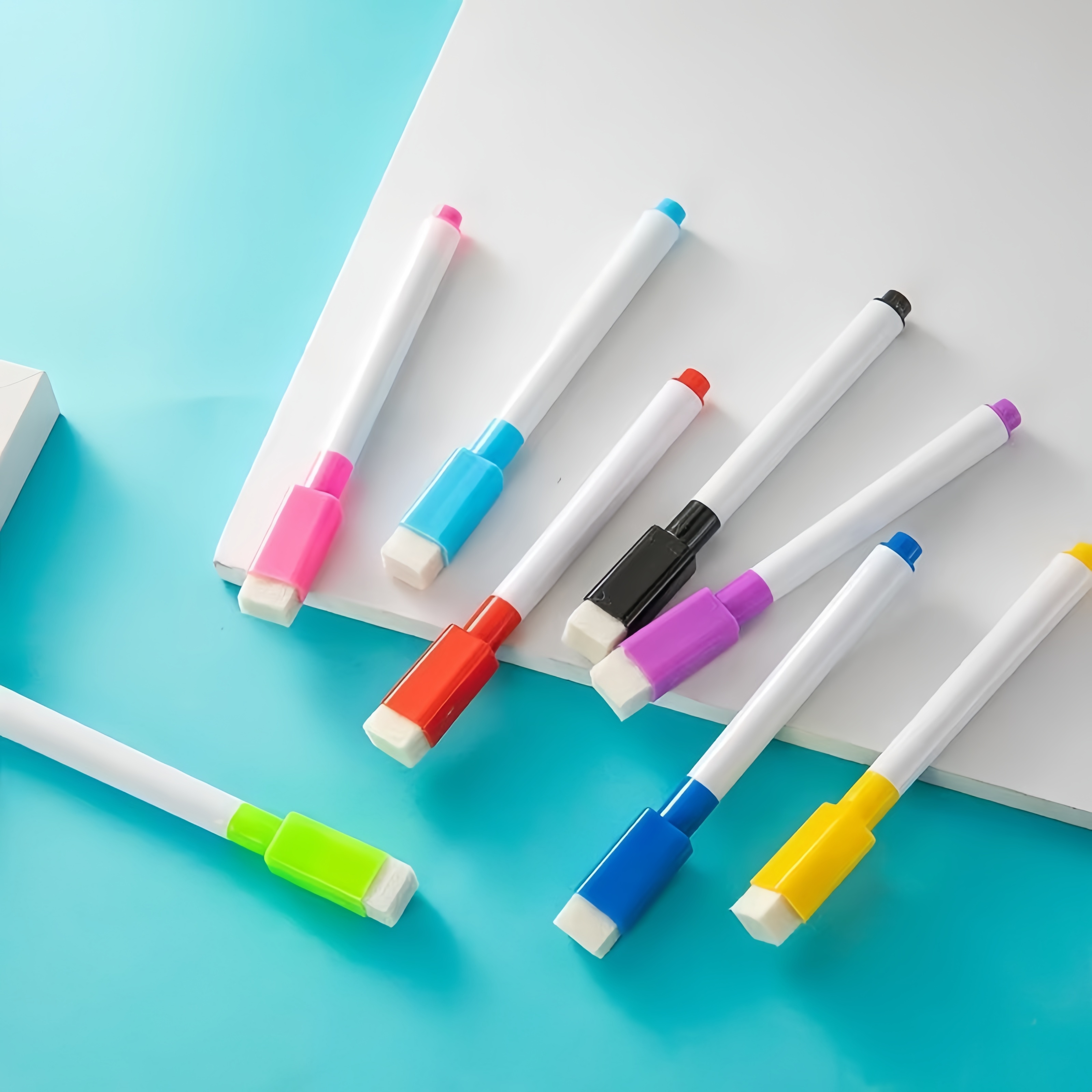 8-Color Dry Erase Whiteboard Markers with Magnetic Eraser, Suitable for Office Whiteboards, Calendars, Refrigerators, Creative Holiday Gifts