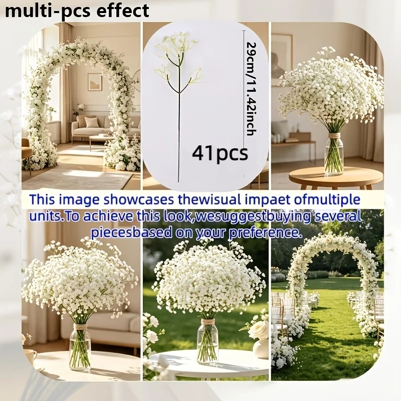 TEMU 41 Sträuße, 1230 Stiele – Hochwertiges künstliches Schleierkraut, weißer künstlicher Gypsophila-Strauß, geeignet für Hochzeits-