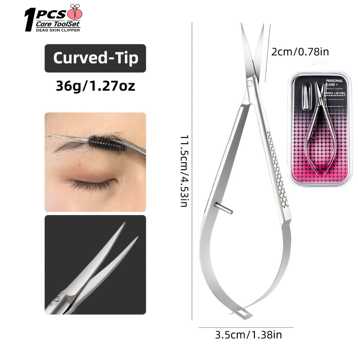 TEMU Ciseaux à cuticules à queue d', ciseaux à épiler les sourcils. Ciseaux à sourcils incurvés tranchants et de haute pour une épilation précise des