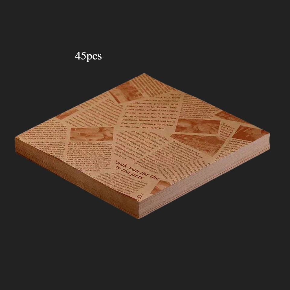 E-shop 45 Blatt Großpackung Verdicktes Fettfestes Wachspapier, Geeignet für , Sandwichverpackung, Pizza, Hamburger Brot – Zeitungsdruck Wachspapier,