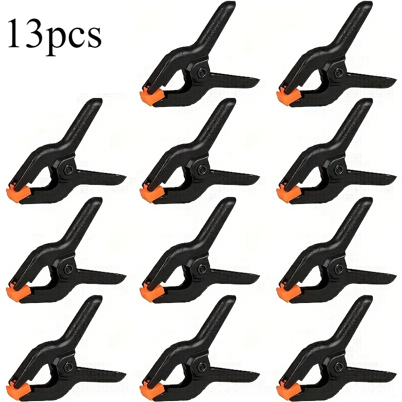 TEMU 13pcs Heavy-duty Spring Clamps With Non-slip Pads & Wide 3.0" Jaws - Professional Studio Clamps Suitable For Woodworking, Metalworking,