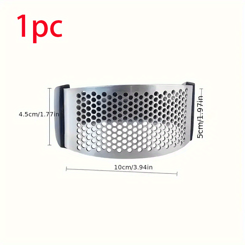TEMU 1pc Heavy-duty Stainless Steel Garlic Crusher With Ergonomic Black Handle And Lever Mechanism - Manual Garlic Press For Garlic, Ginger, Herbs,