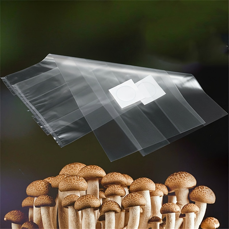 TEMU 60pcs Mushroom Grow Bags With Filter Patchs, Mushroom Cultivation Bag Bulk, Durable Autoclavable Bags For Substrates Strong Tear Resistant