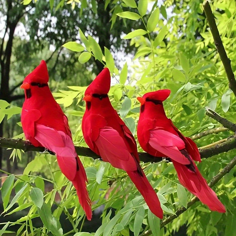 

1pc Décoration d'oiseau artificiel rouge de français, technologie de simulation réaliste, aucune électricité , accent à plumes pour , , les vacances, la décoration de