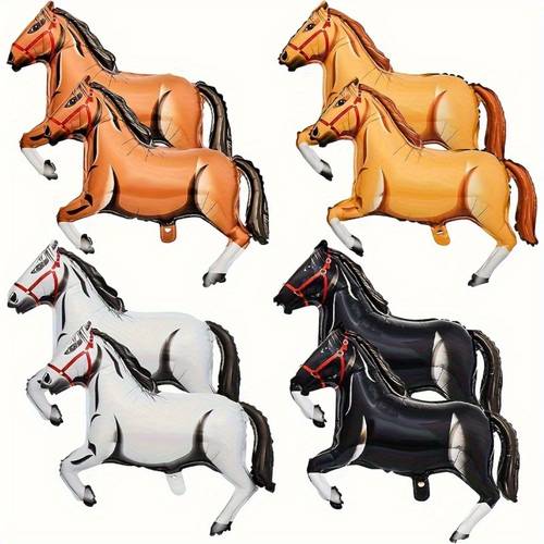 8pcs cartoon horse shaped foil balloons animal theme birthday new year anniversary wedding shower decor aluminum film balloons