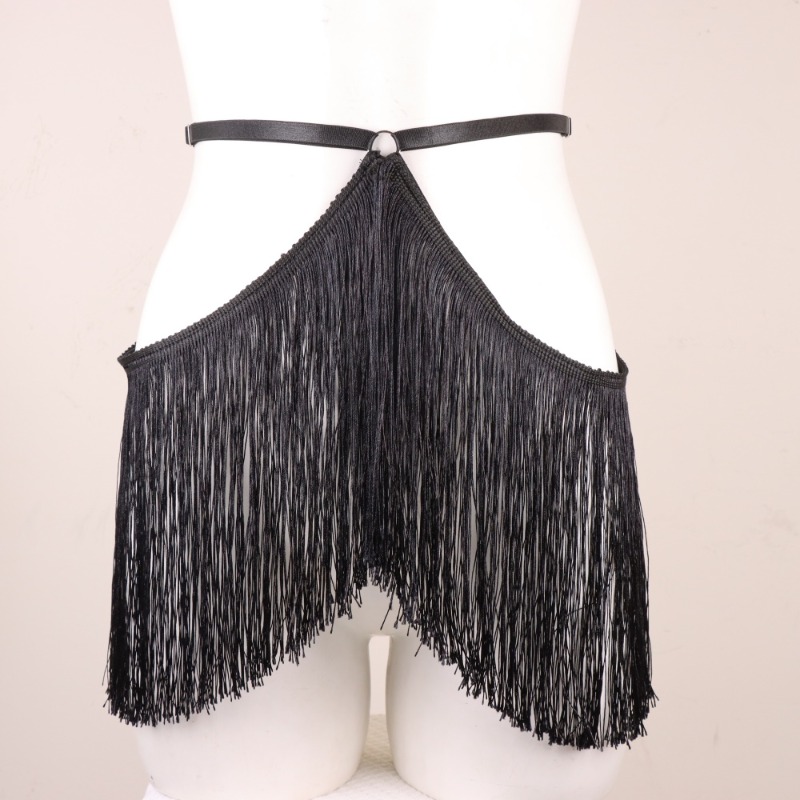 Image of Y2k Style -out Waistless Fringe Skirt With Sweet- Fringe Trim, Sexy Cut-out Design, Party/dating Atmosphere Accessory